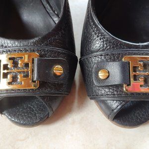 Tory Burch Black Wedges with Cork Heel